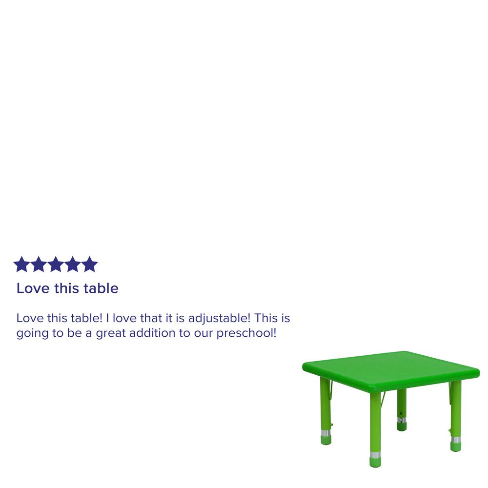 24'' Square Green Plastic Height Adjustable Activity Table. Picture 5