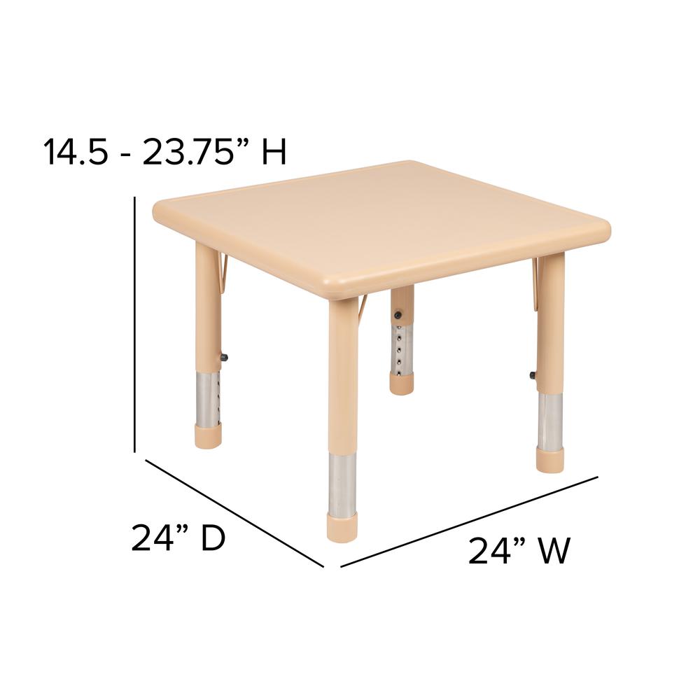 24" Square Natural Plastic Height Adjustable Activity Table. Picture 2