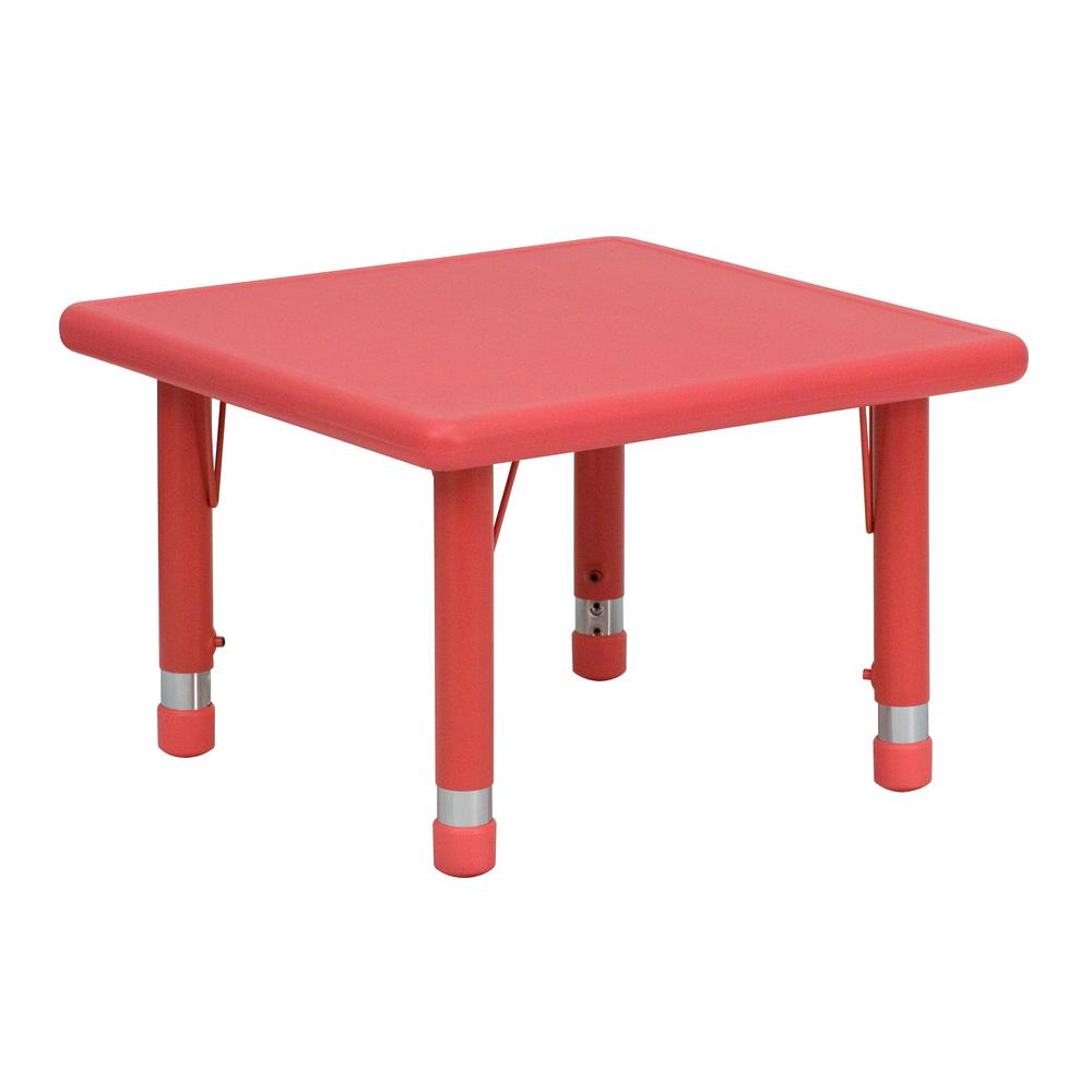24'' Square Red Plastic Height Adjustable Activity Table. Picture 1