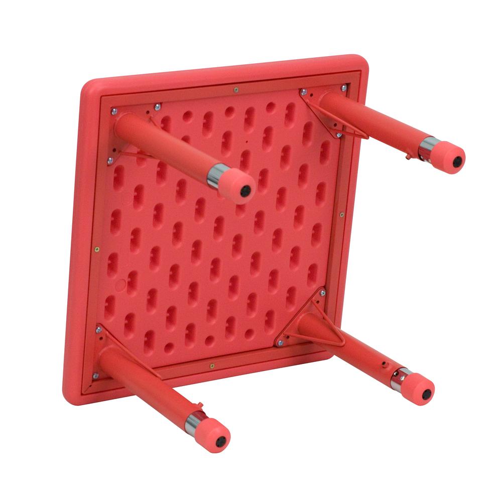24'' Square Red Plastic Height Adjustable Activity Table. Picture 2