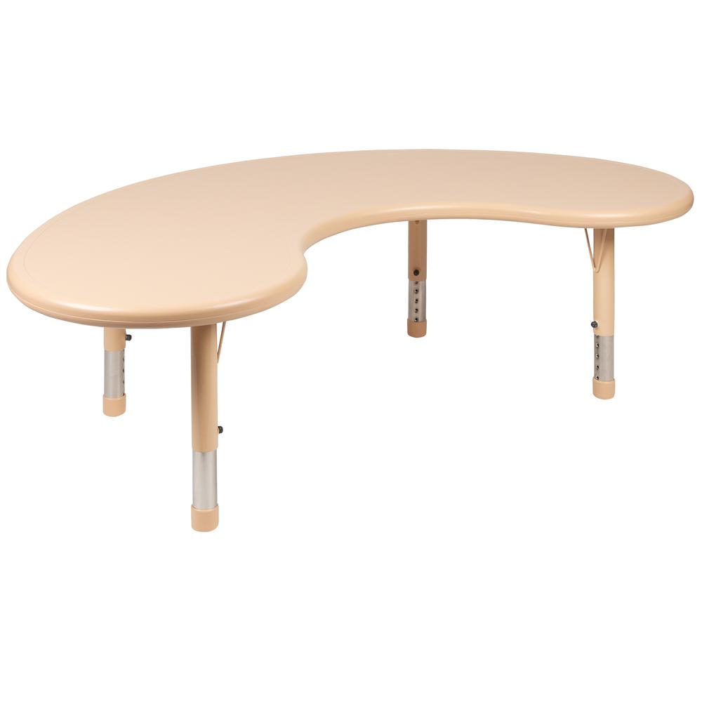 35"W x 65"L Half-Moon Natural Plastic Height Adjustable Activity Table. Picture 1