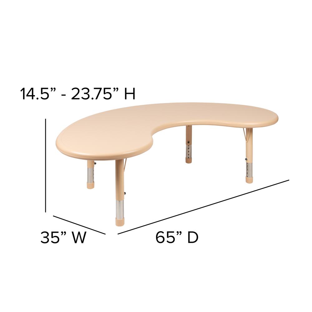35"W x 65"L Half-Moon Natural Plastic Height Adjustable Activity Table. Picture 2