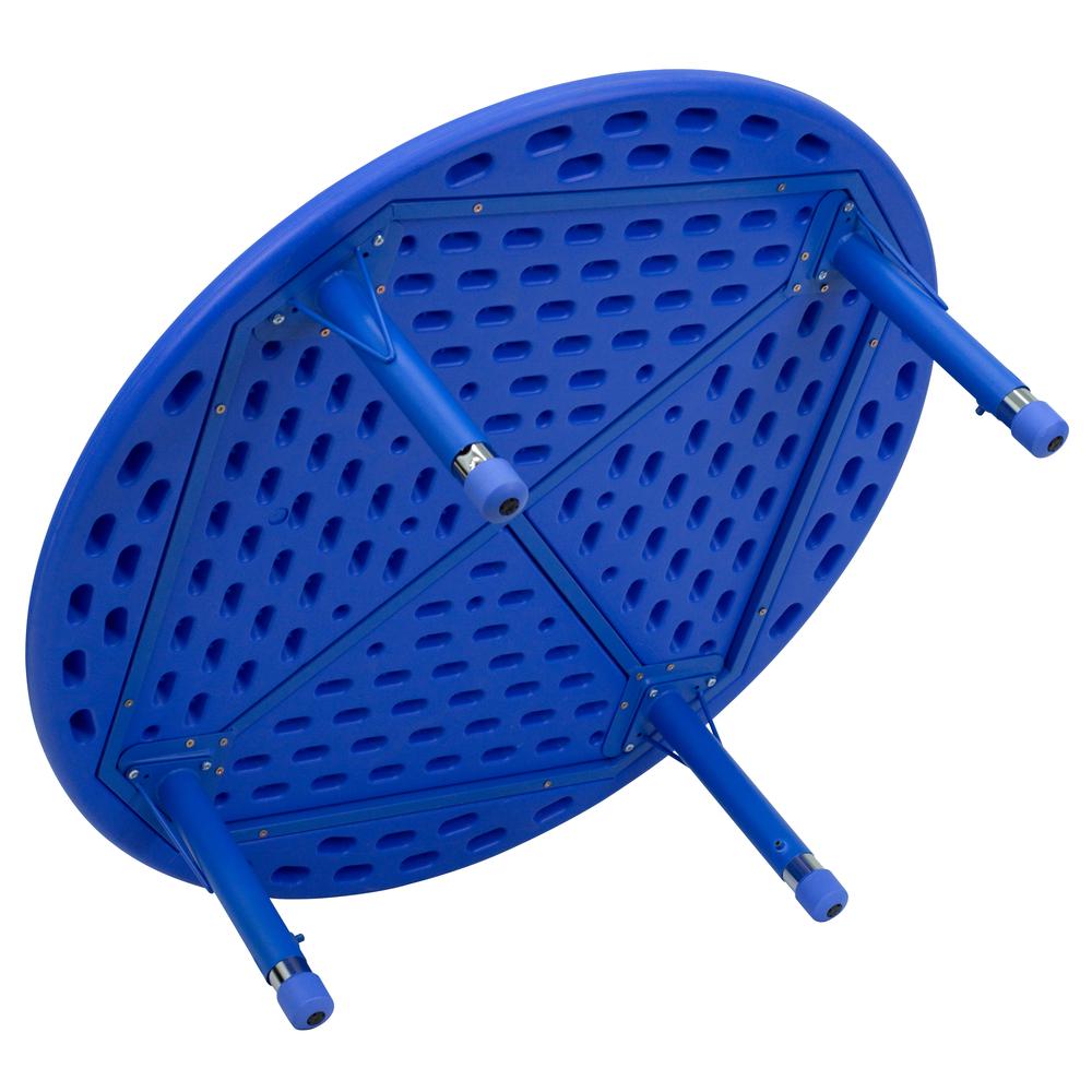 45'' Round Blue Plastic Height Adjustable Activity Table. Picture 2