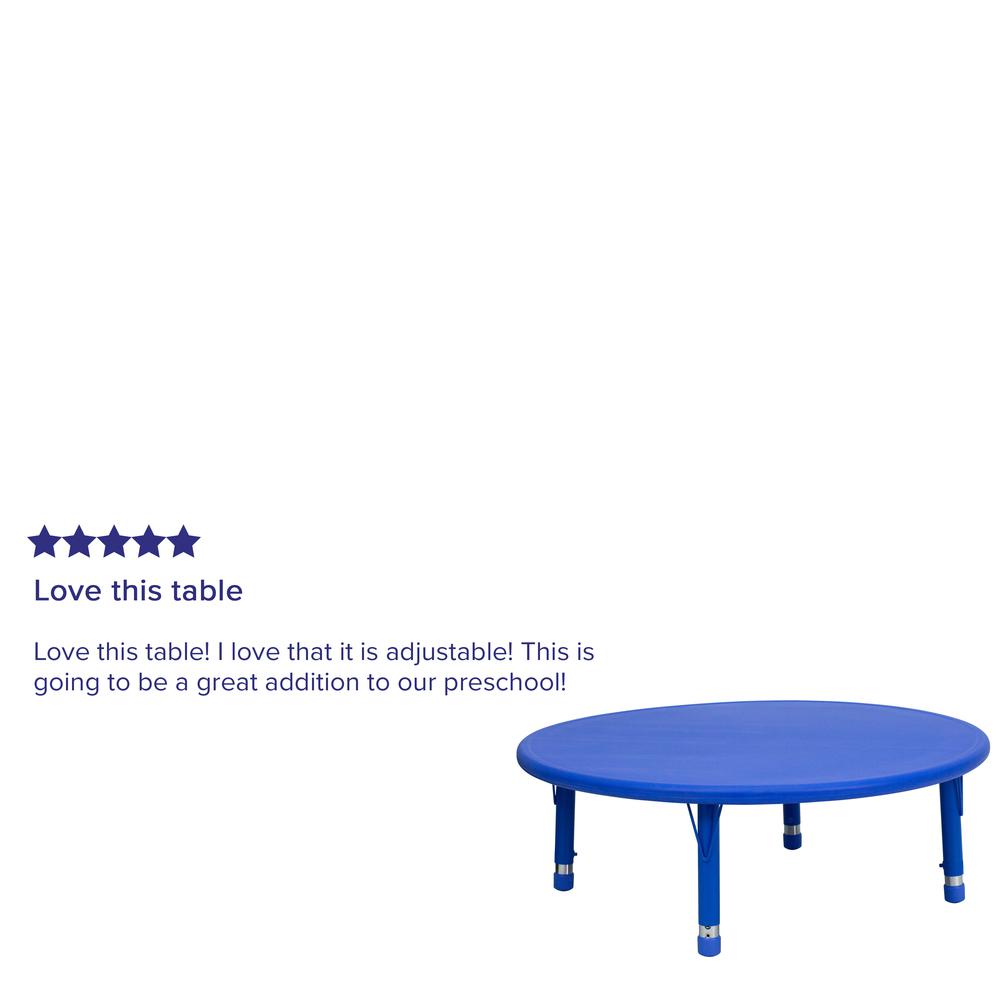 45'' Round Blue Plastic Height Adjustable Activity Table. Picture 5