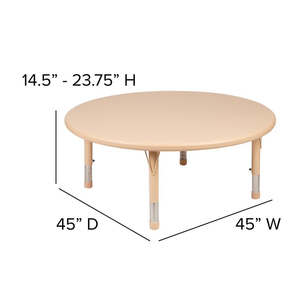 45" Round Natural Plastic Height Adjustable Activity Table. Picture 2