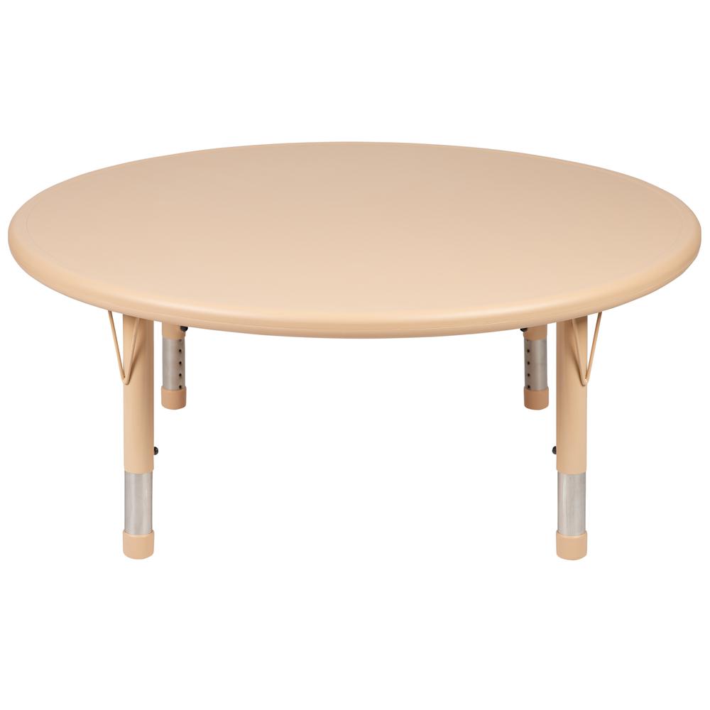 45" Round Natural Plastic Height Adjustable Activity Table. Picture 3