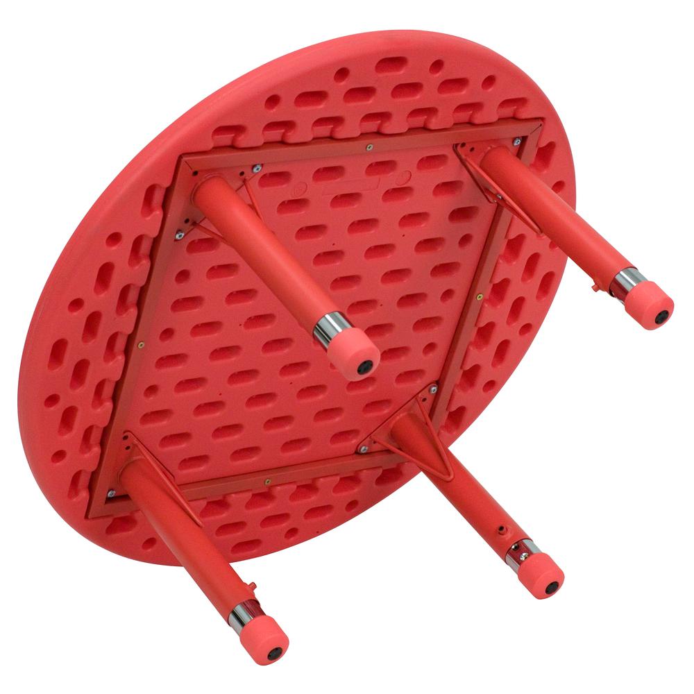 33'' Round Red Plastic Height Adjustable Activity Table. Picture 2