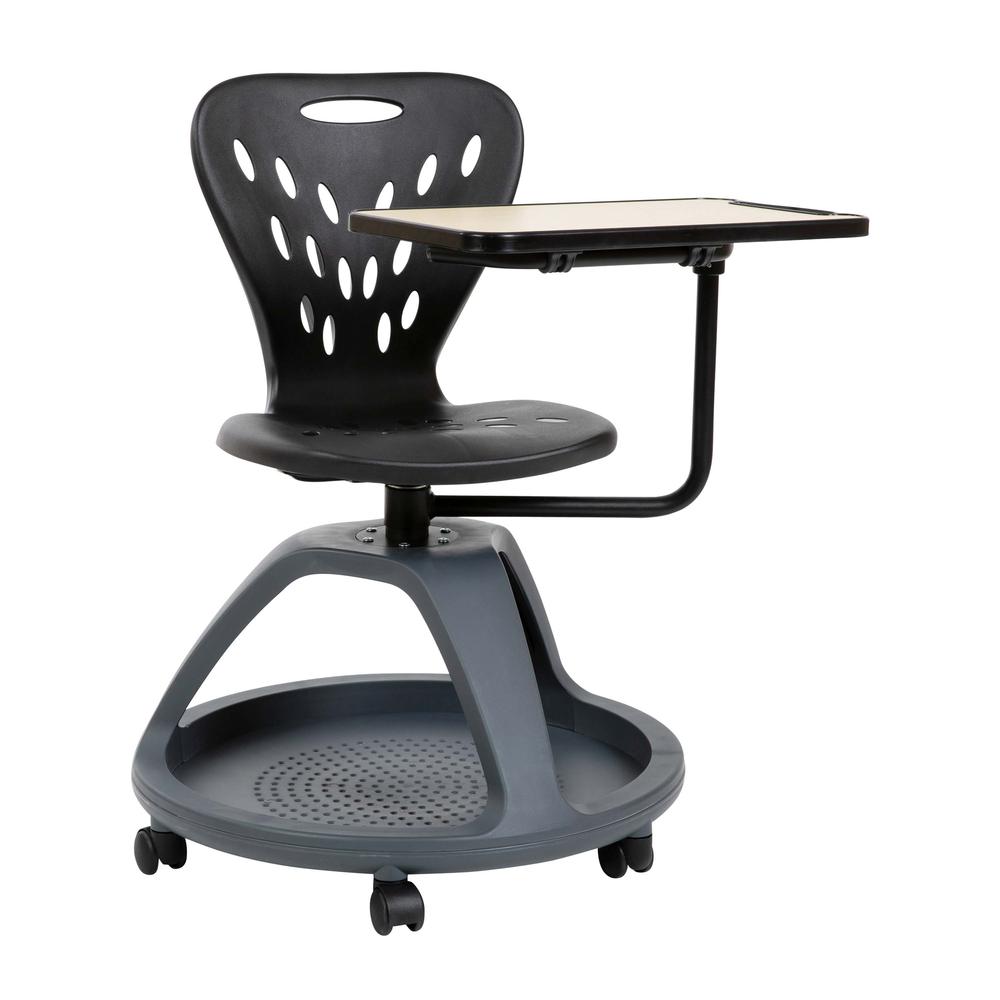 Black Mobile Desk Chair with 360 Degree Tablet Rotation. Picture 1