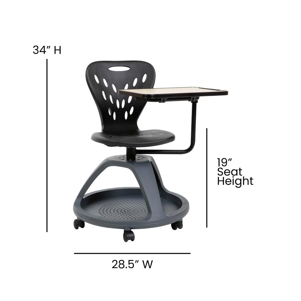 Black Mobile Desk Chair with 360 Degree Tablet Rotation. Picture 5