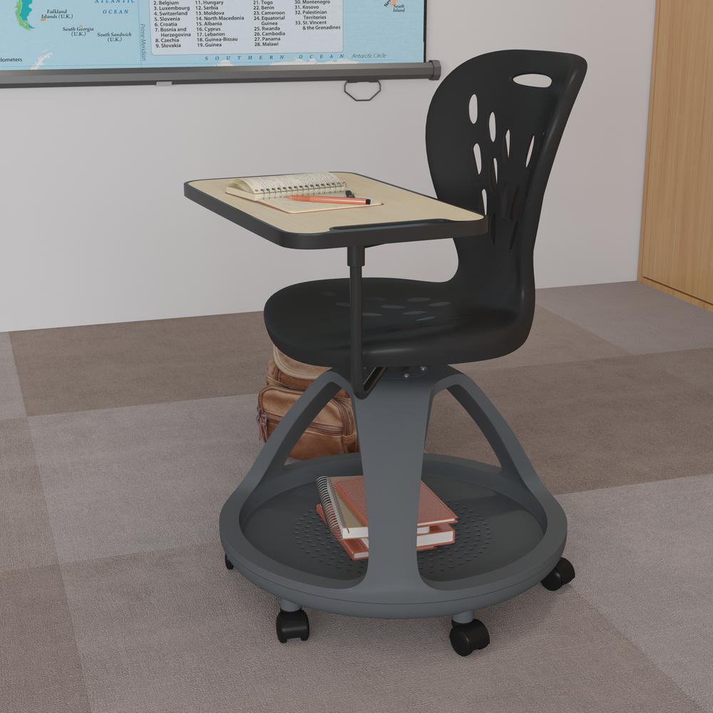 Black Mobile Desk Chair with 360 Degree Tablet Rotation. Picture 2