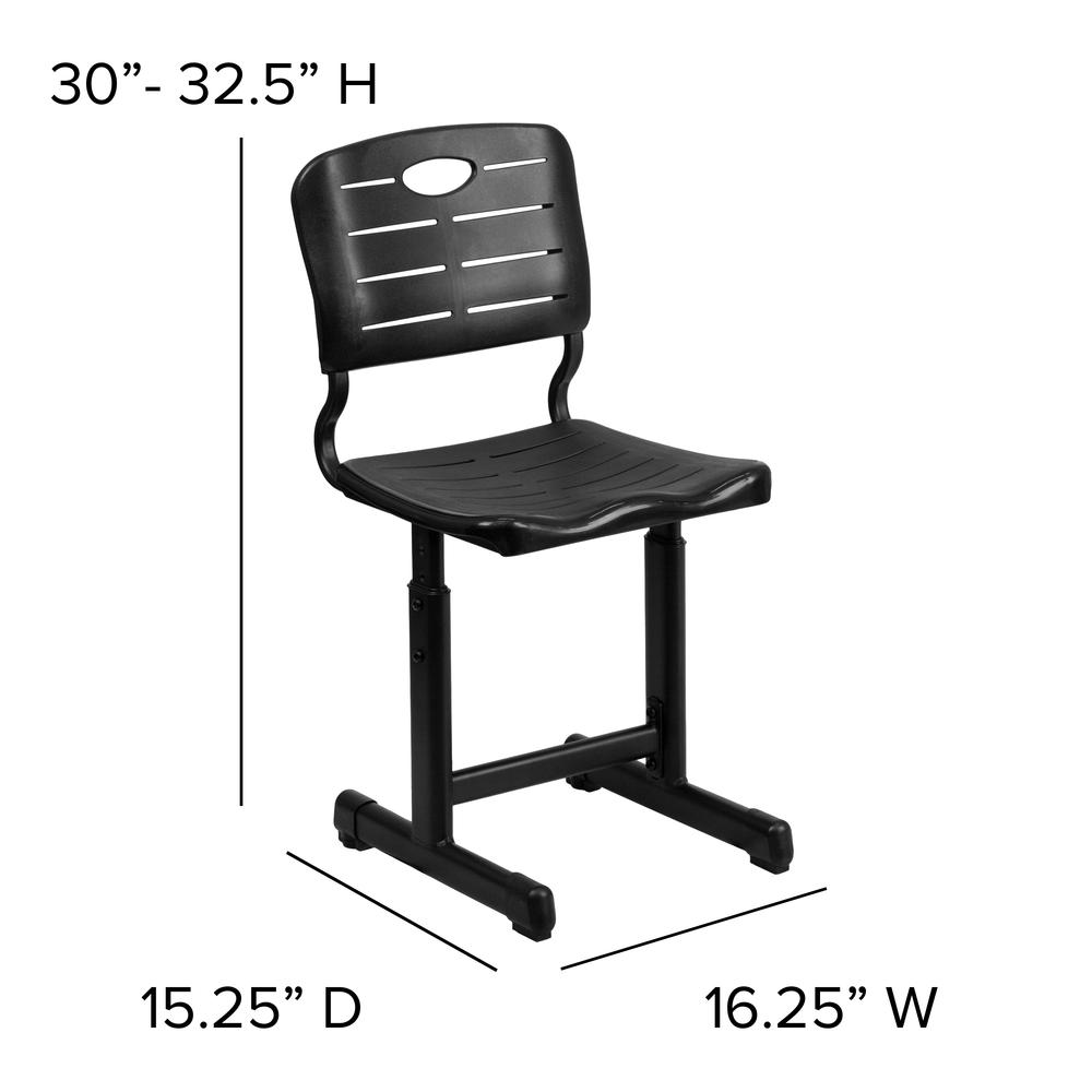 Adjustable Height Black Student Chair with Black Pedestal Frame. Picture 2