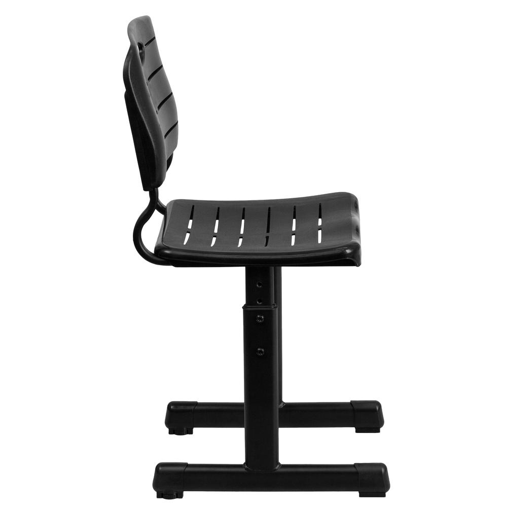 Adjustable Height Black Student Chair with Black Pedestal Frame. Picture 3