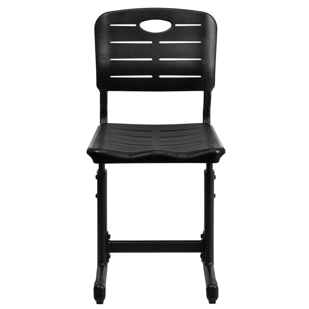 Adjustable Height Black Student Chair with Black Pedestal Frame. Picture 4