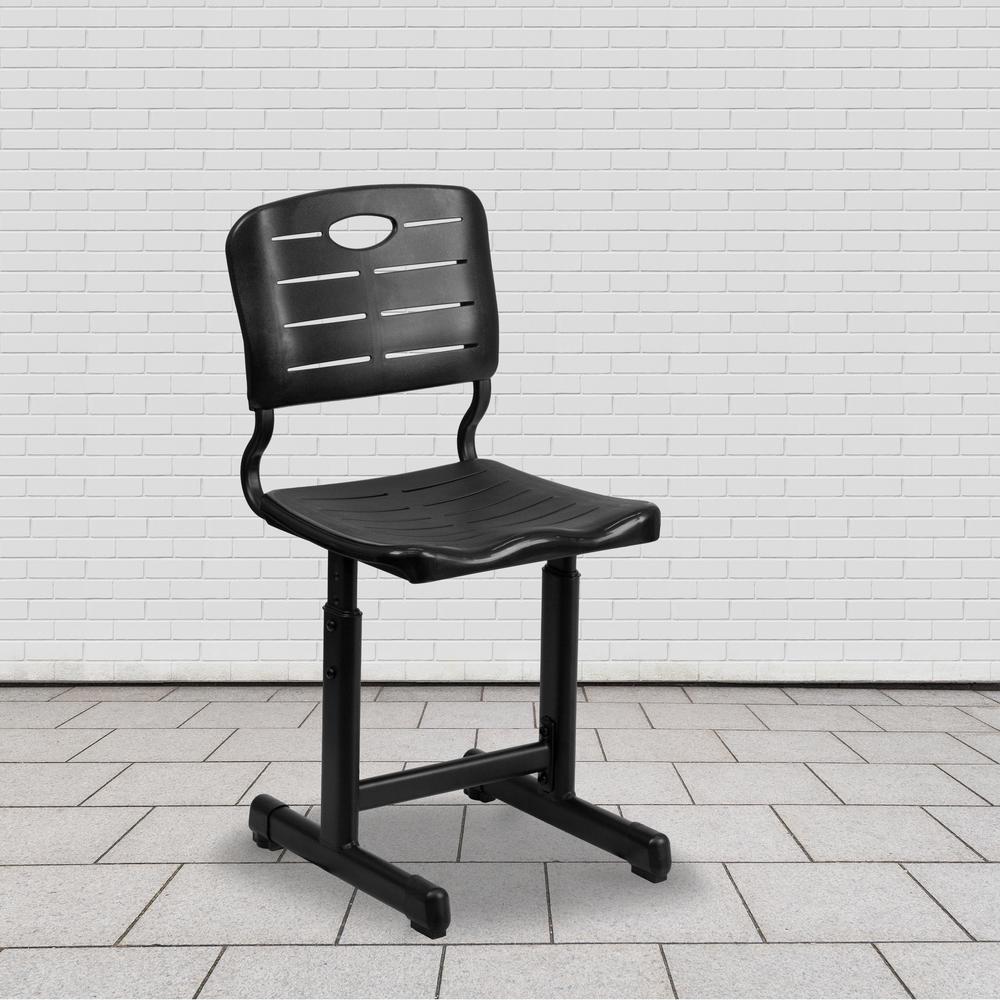 Adjustable Height Black Student Chair with Black Pedestal Frame. Picture 10