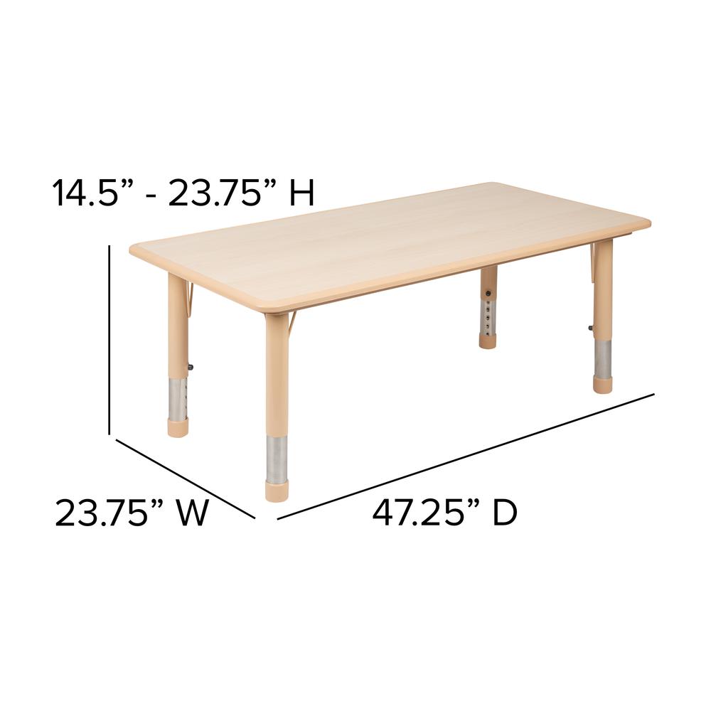 23.625"W x 47.25"L Rectangular Natural Plastic Height Adjustable Activity Table. Picture 2