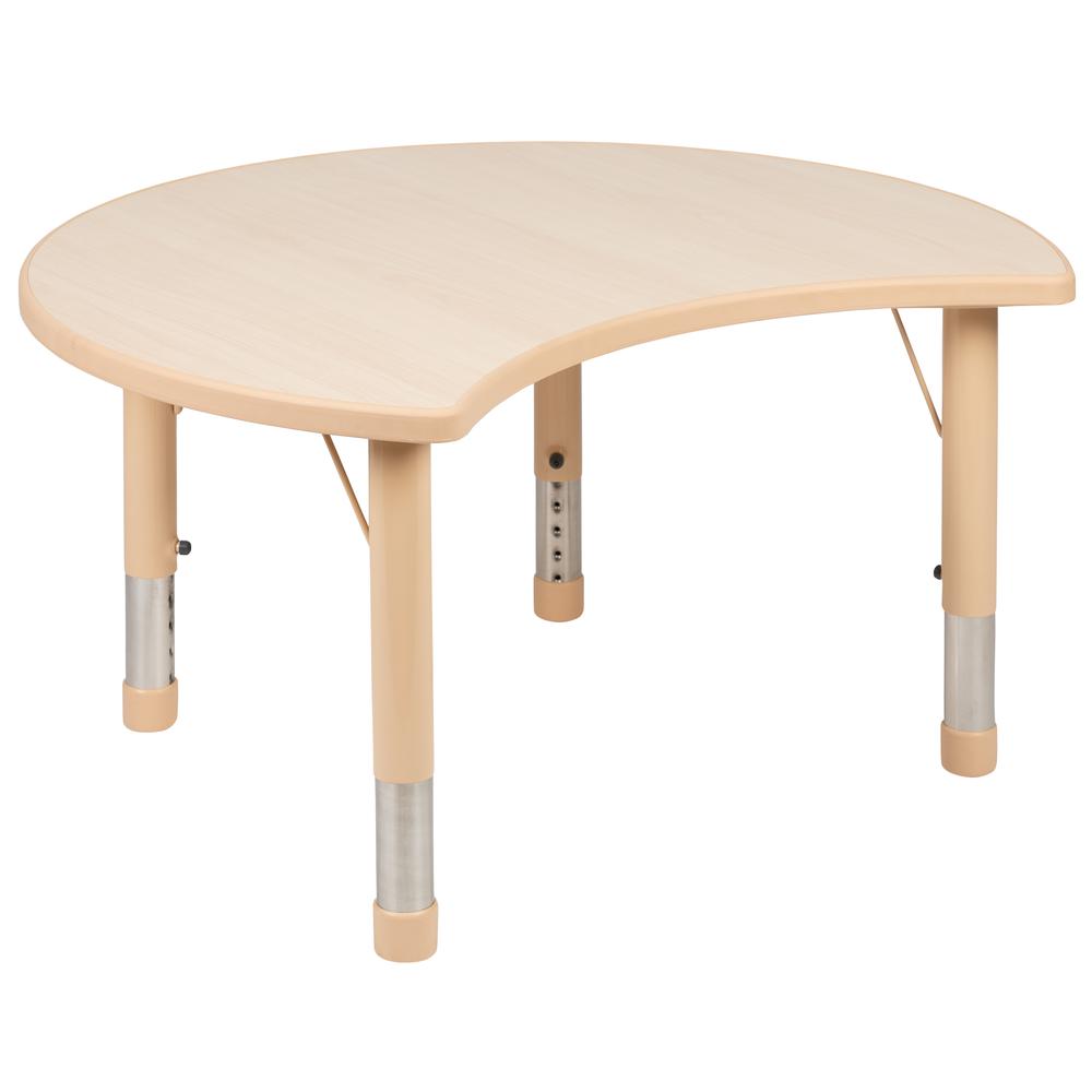 25.125"W x 35.5"L Crescent Natural Plastic Height Adjustable Activity Table. The main picture.