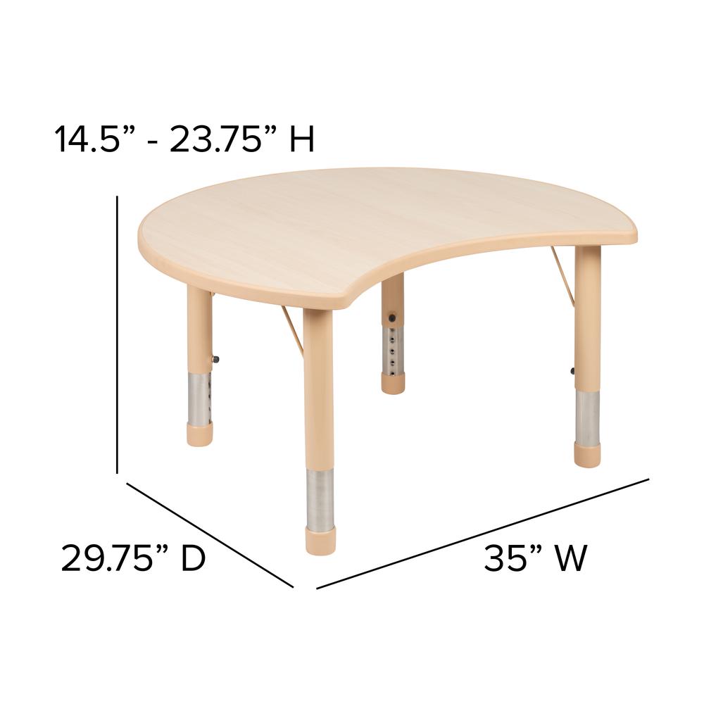 25.125"W x 35.5"L Crescent Natural Plastic Height Adjustable Activity Table. Picture 2
