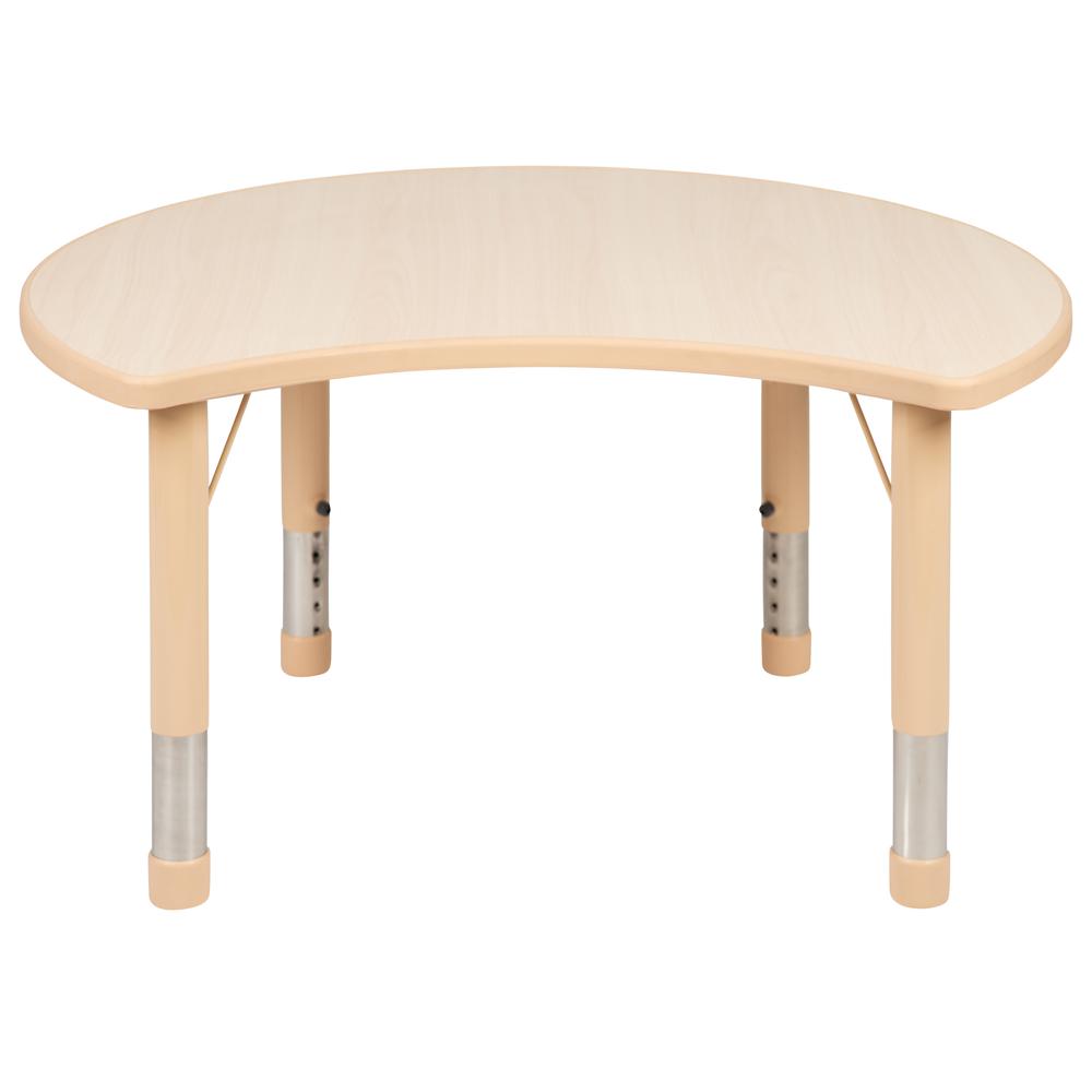 25.125"W x 35.5"L Crescent Natural Plastic Height Adjustable Activity Table. Picture 3