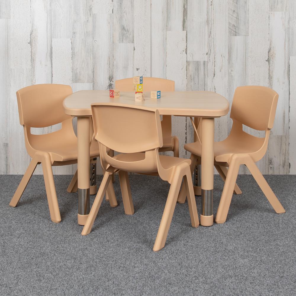 21.875"W x 26.625"L Natural Plastic Height Activity Table Set with 4 Chairs. Picture 8