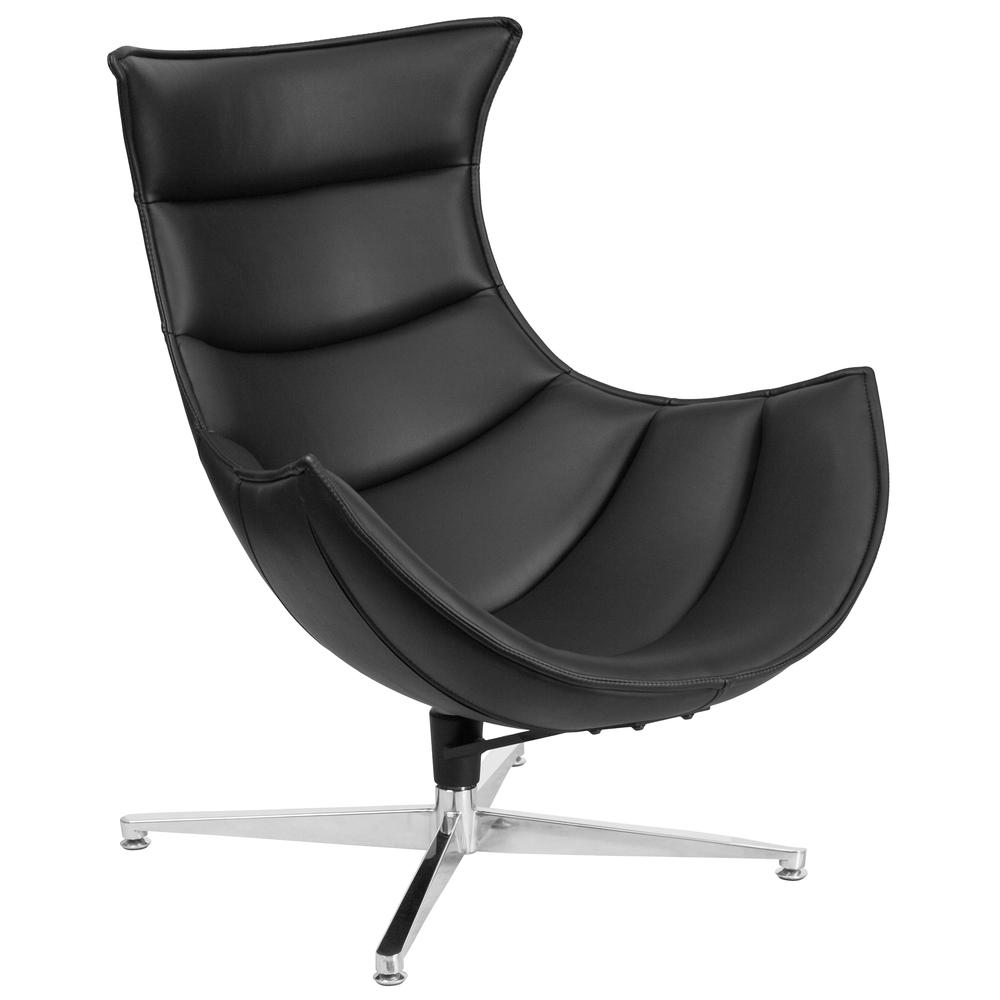 Black LeatherSoft Swivel Cocoon Chair. The main picture.