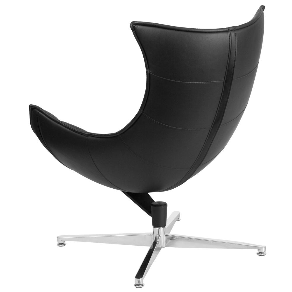 Black LeatherSoft Swivel Cocoon Chair. Picture 4