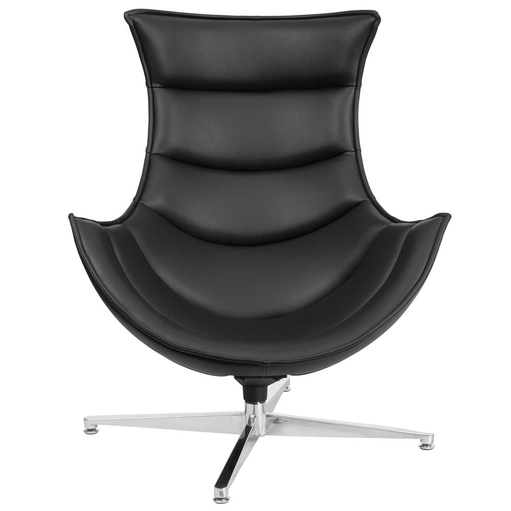 Black LeatherSoft Swivel Cocoon Chair. Picture 5