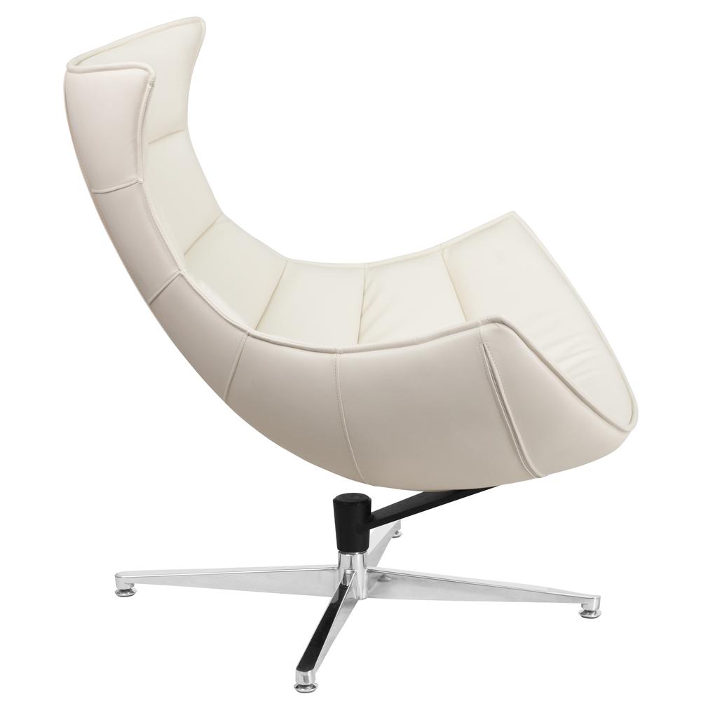 Creamy White LeatherSoft Swivel Cocoon Chair. Picture 3