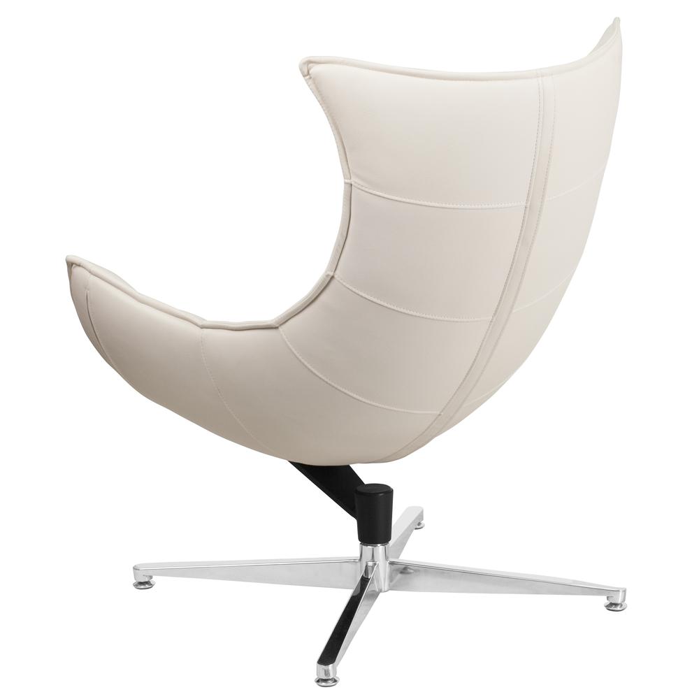 Creamy White LeatherSoft Swivel Cocoon Chair. Picture 4