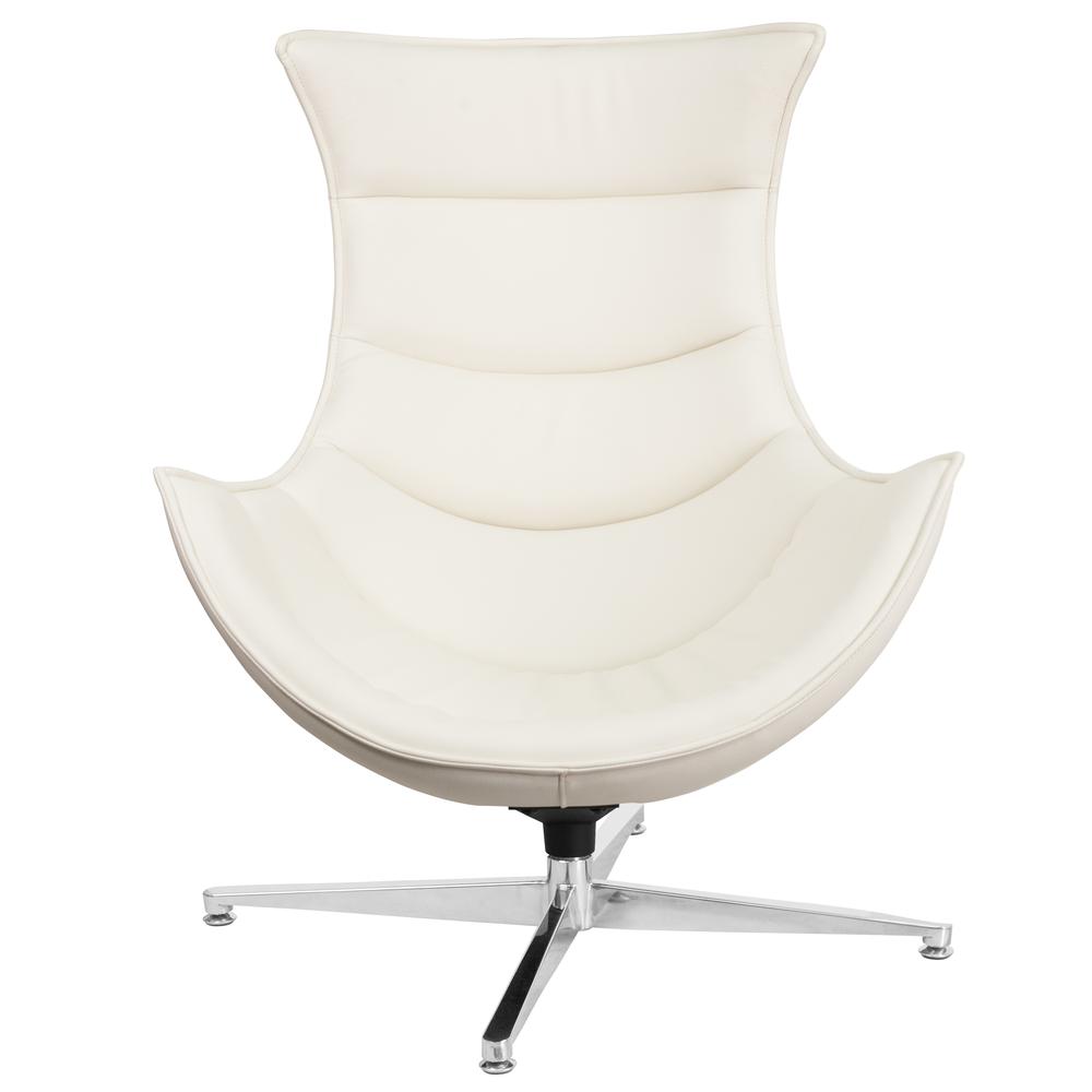 Creamy White LeatherSoft Swivel Cocoon Chair. Picture 5