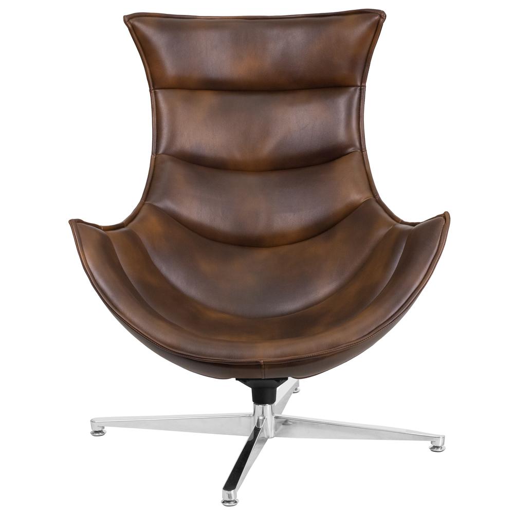 Bomber Jacket LeatherSoft Swivel Cocoon Chair. Picture 4