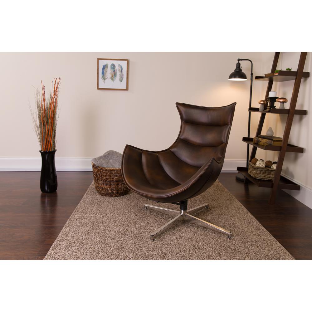 Bomber Jacket LeatherSoft Swivel Cocoon Chair. Picture 5