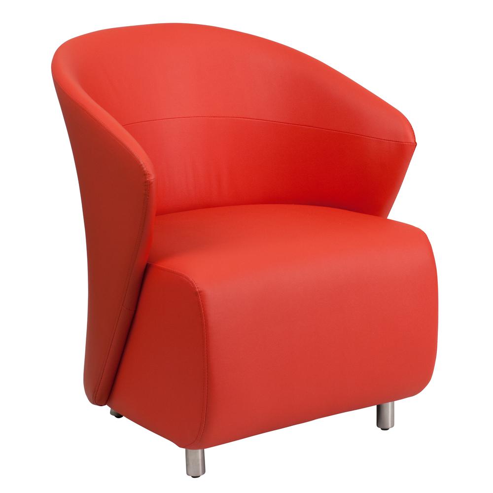 Red LeatherSoft Curved Barrel Back Lounge Chair. Picture 1