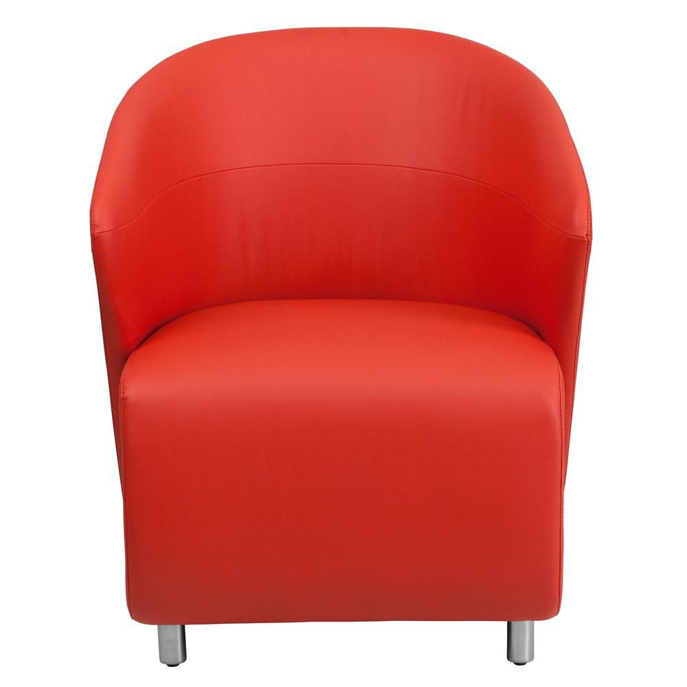 Red LeatherSoft Curved Barrel Back Lounge Chair. Picture 4