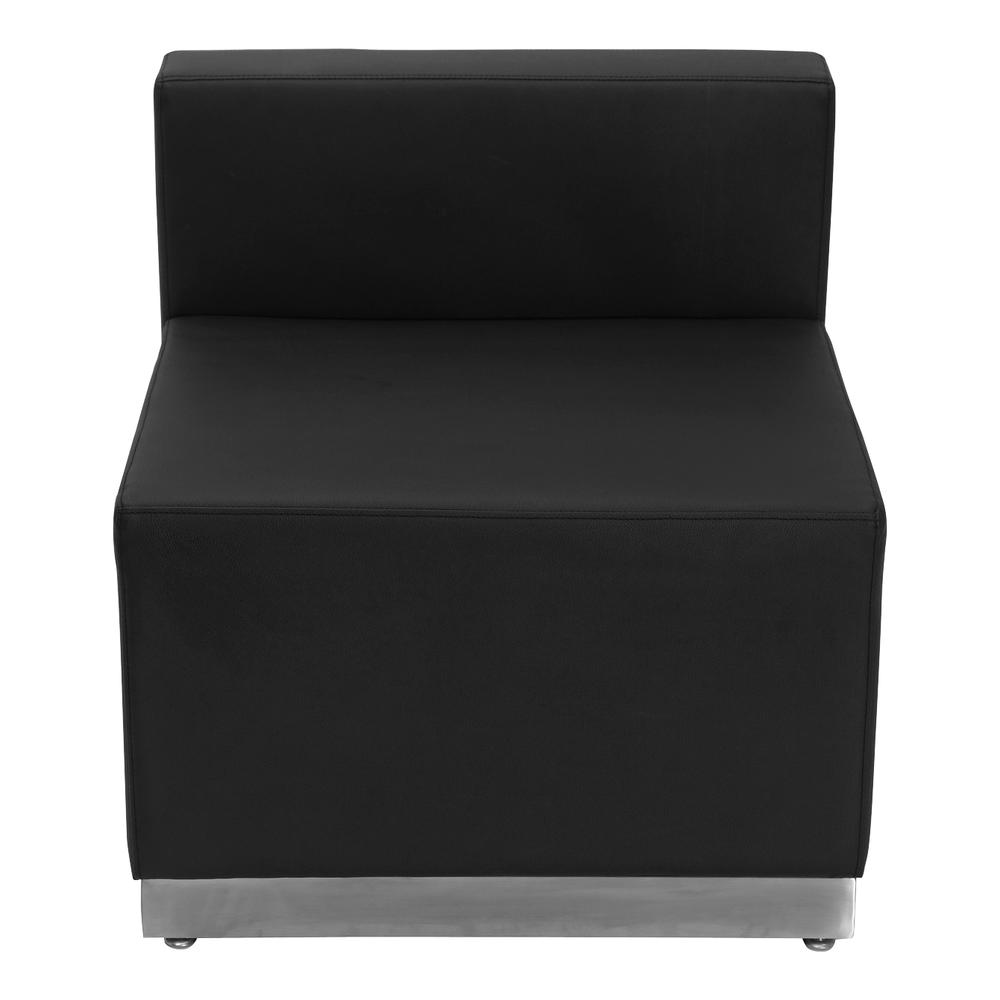 HERCULES Alon Series Black LeatherSoft Chair with Brushed Stainless Steel Base. Picture 3