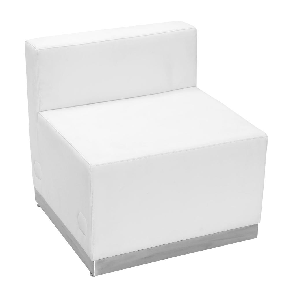 Alon Melrose White LeatherSoft Chair with Brushed Stainless Steel Base. Picture 1