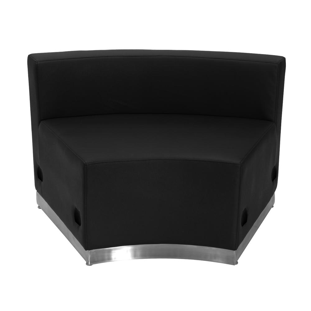 Black LeatherSoft Concave Chair with Brushed Stainless Steel Base. Picture 1
