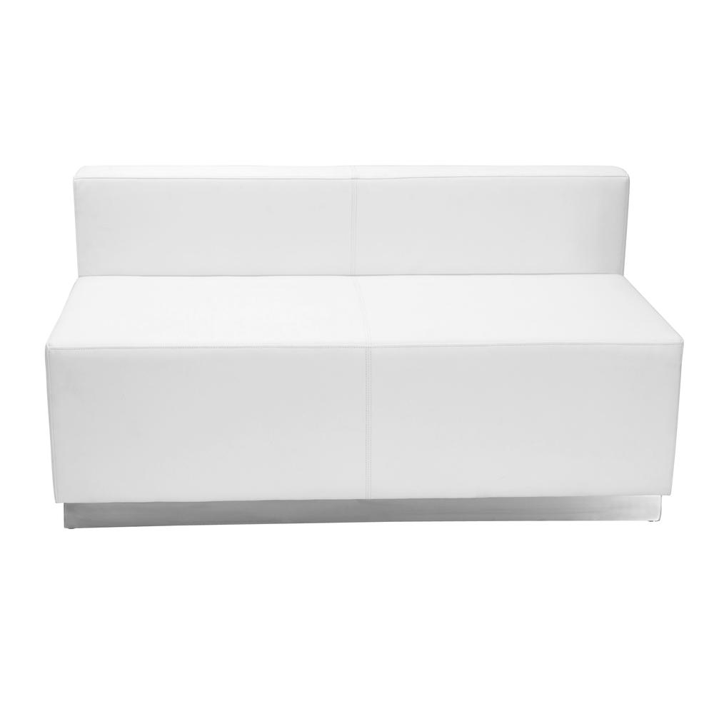 Alon Melrose White LeatherSoft Loveseat with Brushed Stainless Steel Base. Picture 1