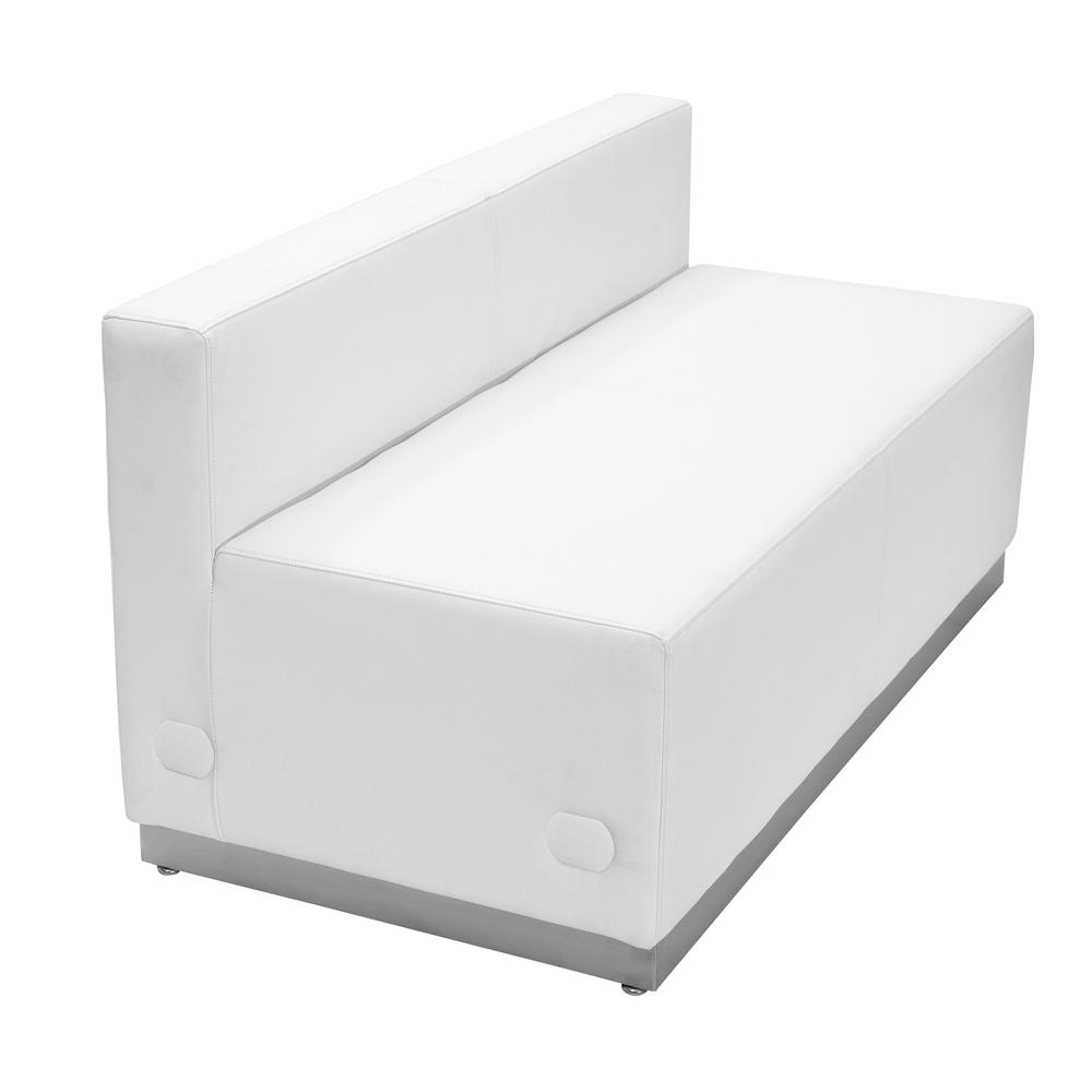 Alon Melrose White LeatherSoft Loveseat with Brushed Stainless Steel Base. Picture 3