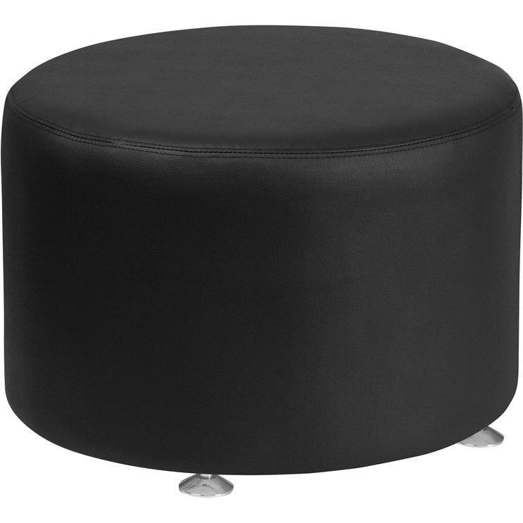 Black LeatherSoft 24'' Round Ottoman. The main picture.