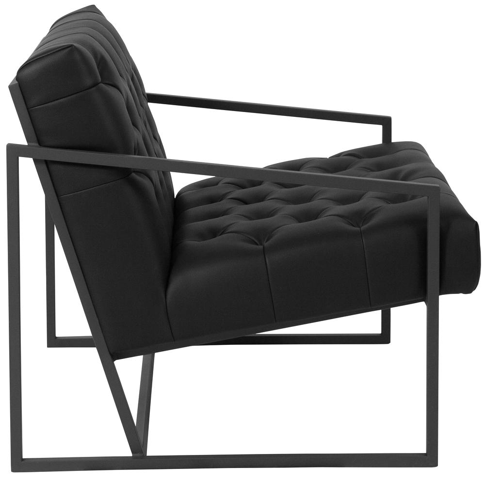 Black LeatherSoft Tufted Lounge Chair. Picture 2