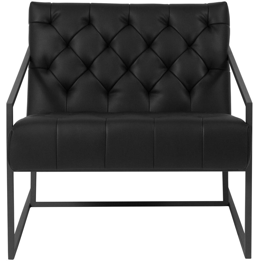 Black LeatherSoft Tufted Lounge Chair. Picture 4