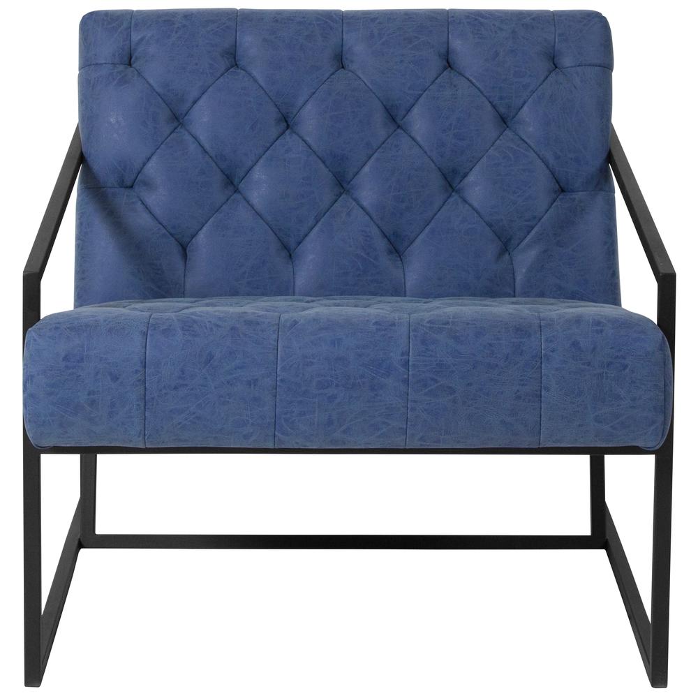 Retro Blue LeatherSoft Tufted Lounge Chair. Picture 4