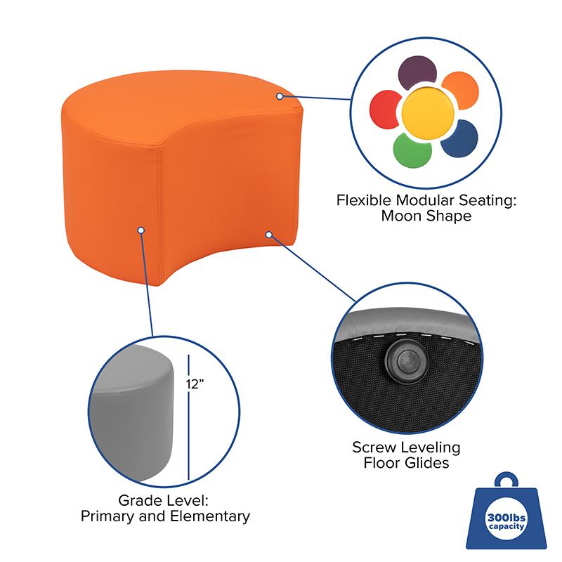 Soft Seating Collaborative Moon for Classrooms and Daycares - 12" Seat Height (Orange). Picture 5