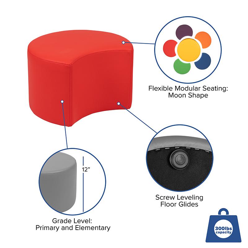 Soft Seating Collaborative Moon for Classrooms and Daycares - 12" Seat Height (Red). Picture 5