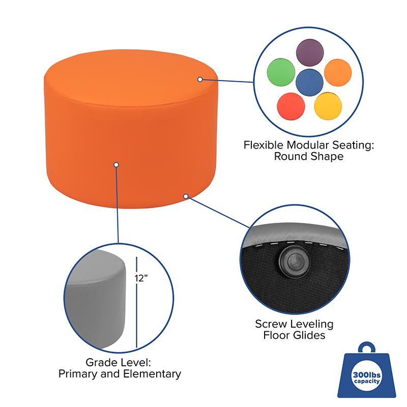 Soft Seating Circle for Classrooms and Daycares - 12" Seat Height (Orange). Picture 5