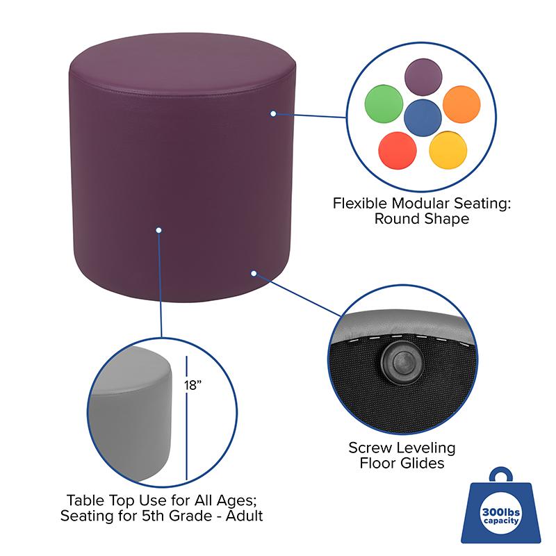Soft Seating Circle for Classrooms and Common Spaces - 18" Seat Height (Purple). Picture 5