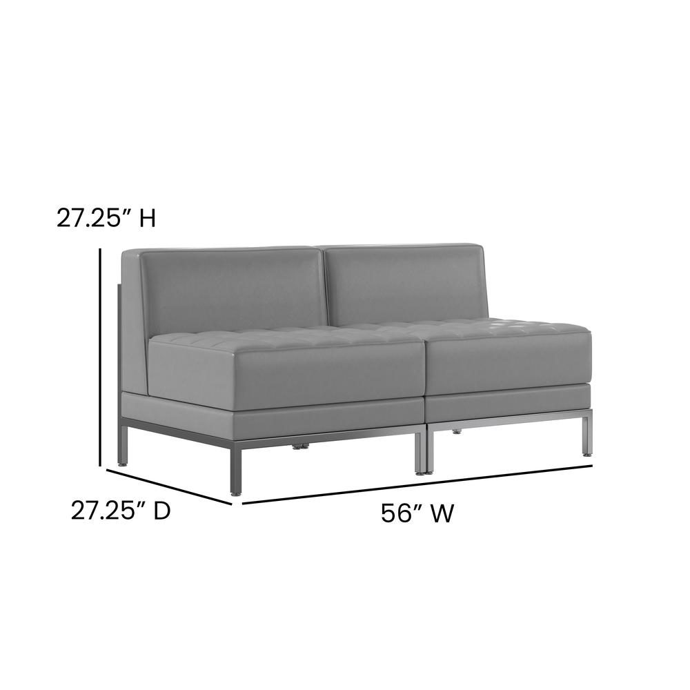 HERCULES Imagination Series 2 Piece Gray LeatherSoft Waiting Room Lounge Set - Reception Bench. Picture 4
