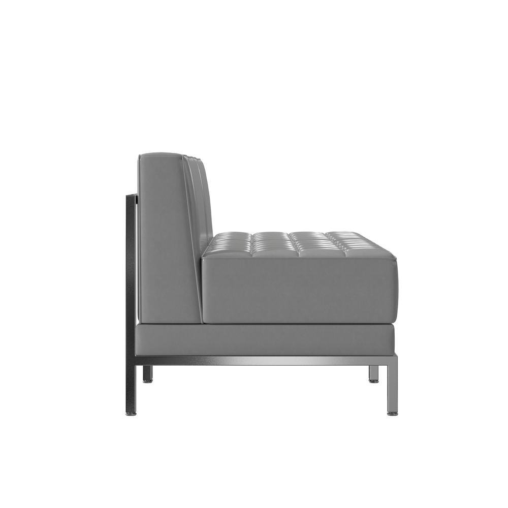 HERCULES Imagination Series 2 Piece Gray LeatherSoft Waiting Room Lounge Set - Reception Bench. Picture 6