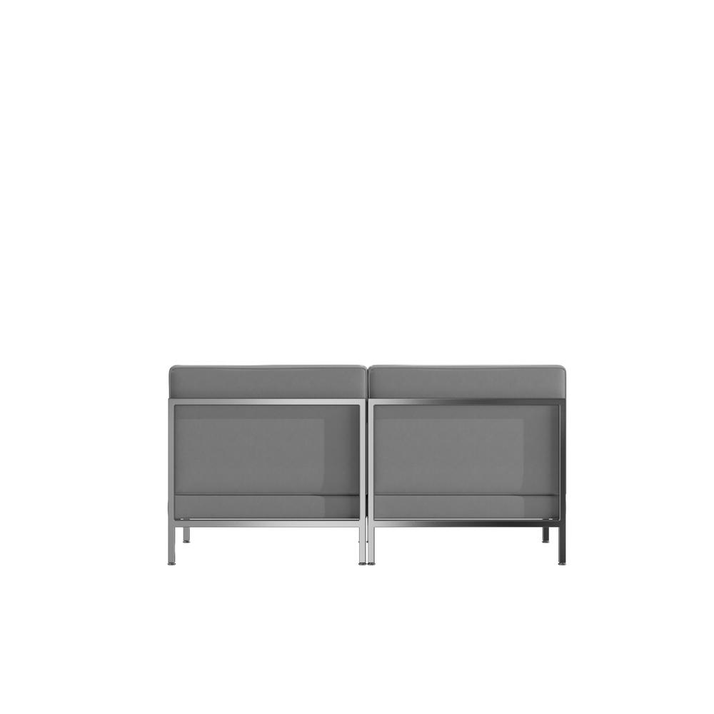 HERCULES Imagination Series 2 Piece Gray LeatherSoft Waiting Room Lounge Set - Reception Bench. Picture 5