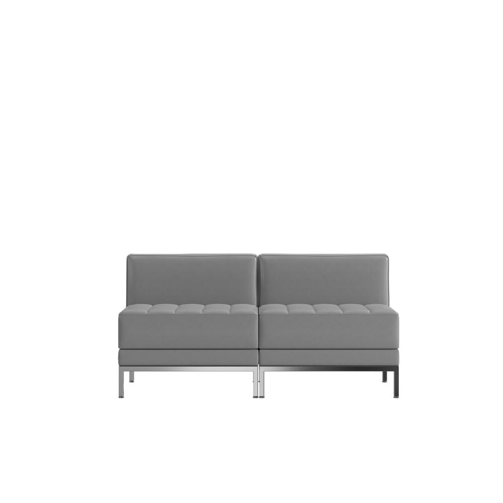 HERCULES Imagination Series 2 Piece Gray LeatherSoft Waiting Room Lounge Set - Reception Bench. Picture 7